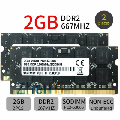 Barrette RAM DDR2 SODIMM 1GB PC2-5300 (667 MHz) - Non-ECC, 1.8V, Garantie à Vie, Neuf