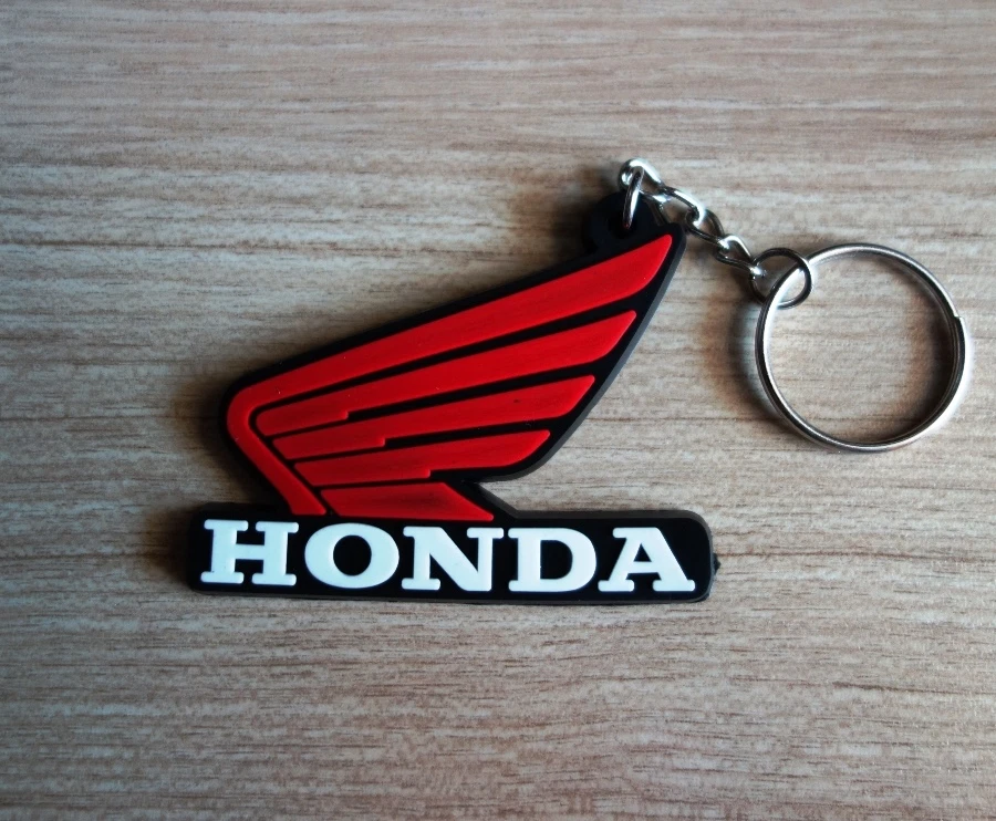 Red Honda Wing Logo Keychain Key Ring Rubber Motorcycle Car Bike Racing Moto  GP