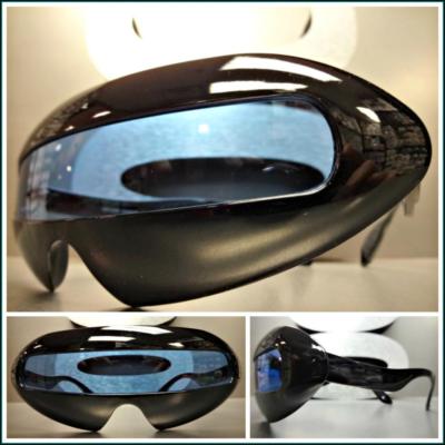 SPACE ROBOT PARTY RAVE COSTUME CYCLOPS FUTURISTIC SHIELD SUN GLASSES Blue Lens