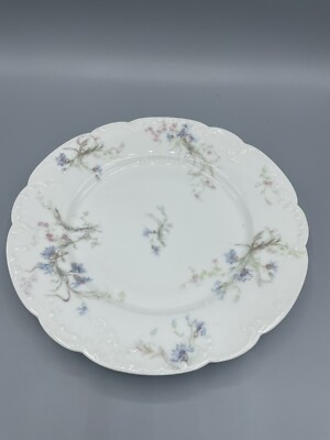 Haviland & Co Limoges 8.5” Dinner Plate ~ Pink, Blue Flowers Rare