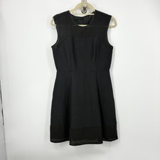 J Crew Women Size 6 Medium Dress Tank Eyelet Black Fit Flare Cotton Silk Lined