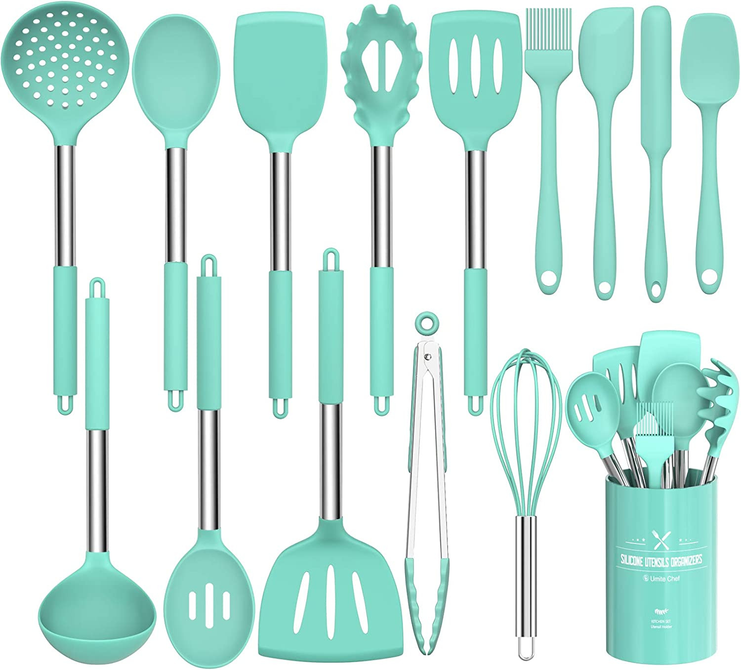 Silicone Cooking Utensil Set,  15Pcs Silicone Cooking Kitchen Utensils Set, Non-
