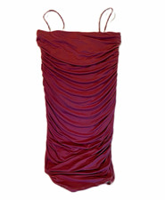 Windsor Burgundy Ruched Spaghetti Strap Straight Neck Mini Bodycon Dress M