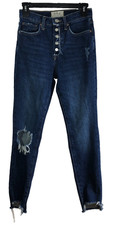 We The Free Jeans Button Fly Distressed Free People Women Size 26 - 26"W 27.5"L
