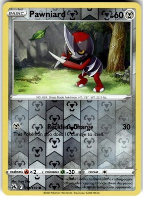 Pawniard 091/159 Common Crown Zenith Pokemon Reverse Holo Near Mint