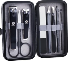 Manicure Pedicure Set 8pcs Stainless Steel Nail Clippers Kit Fingernail Black 