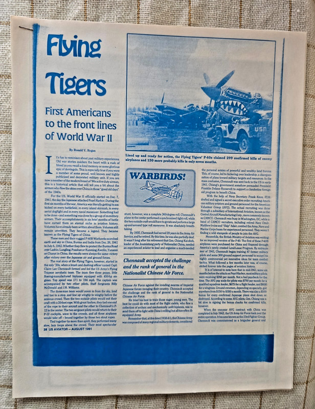 FLYING TIGERS, US AVIATOR- FIRST AMERICANS AT WORLD WAR II FRONT LINES, WARBIRDS