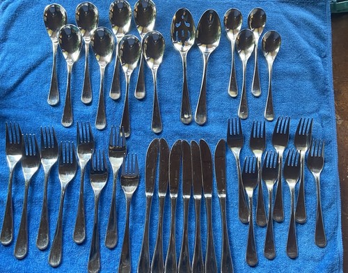 ZWILLING JA HENCKELS 18/10 SS MANOR SILVERWARE FORK KNIFE SPOON LOT 37 PCS