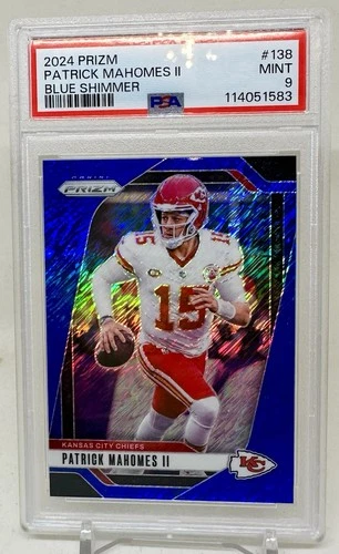 2024 PANINI PRIZM BLUE SHIMMER PATRICK MAHOMES SP /25 PSA 9 MINT