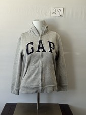GAP Kids Gray Full Zip Hoodie Logo Sweatshirt Youth Large Fleece Lined