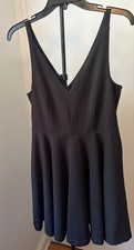 LULU’S Little Black Dress Womens L Mini Lined V Neck Sleeveless Zip A-Line Short