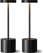 Black Cordless Table Lamp, 4000mAh Rechargeable Battery Powered Lamps, 3 Color S