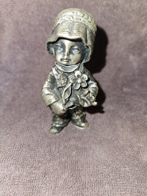 Vintage Boy Pewter Figurine Fonderie Lo-Pe Osimo Rare Collectable Statue 3½''Tall