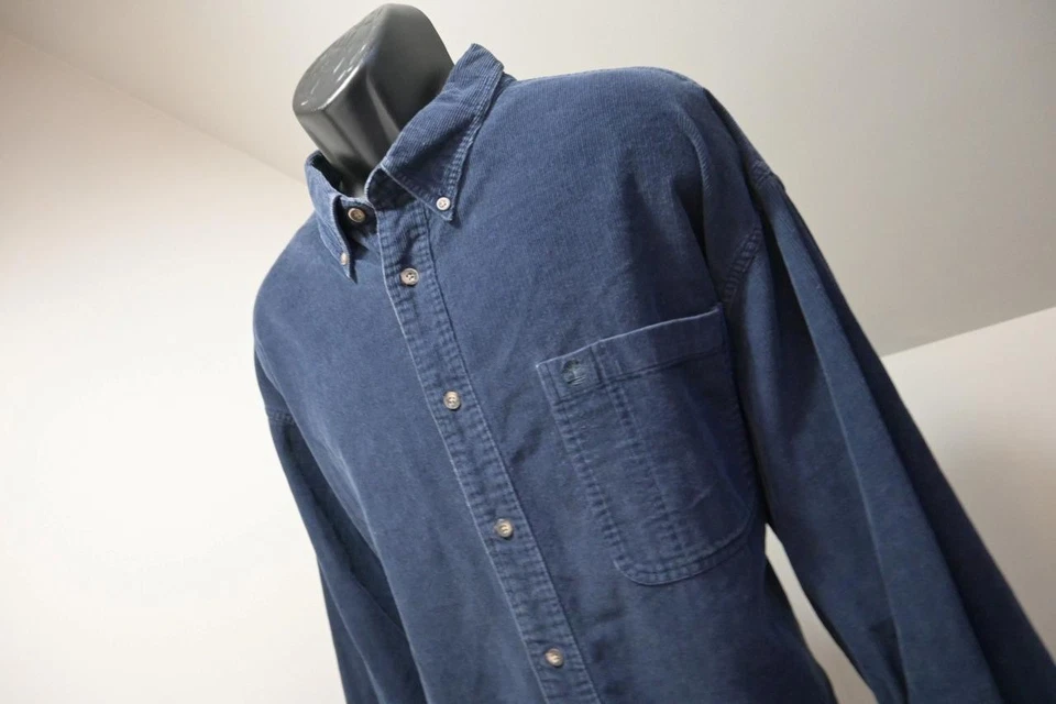 Timberland Corduroy Button Up Shirt Dark Blue Rugged Long Sleeve Mens Size 2XL - Image 2 of 4