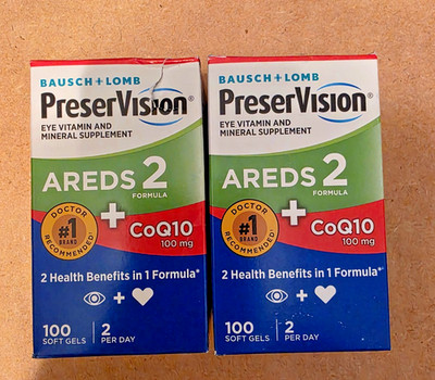 (2) 100 Bausch + Lomb PreserVision AREDS 2 Eye Vitamins - 200 Softgels exp 10/27