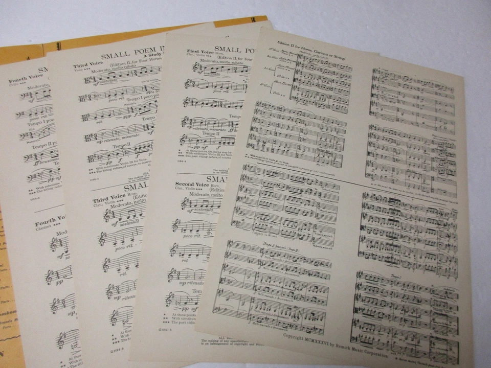 Paul Painter Small Poem in Four Stanzas Clarinet Quartet Sheet Music - Image 2 of 2