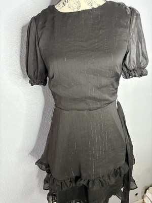 Do + Be Collection MIni Dress Ruffle Zip Stretch Puff Sleeve size M pre owned