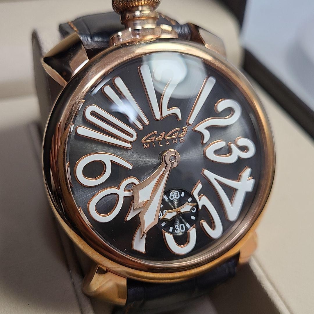 GaGa MILANO Manuale 48MM Watch with Genuine Leather Strap Charcoal