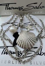Massive Thomas Sabo Kette 90 & Riesen Muschel & Seestern & Perle Charm Anhänger 