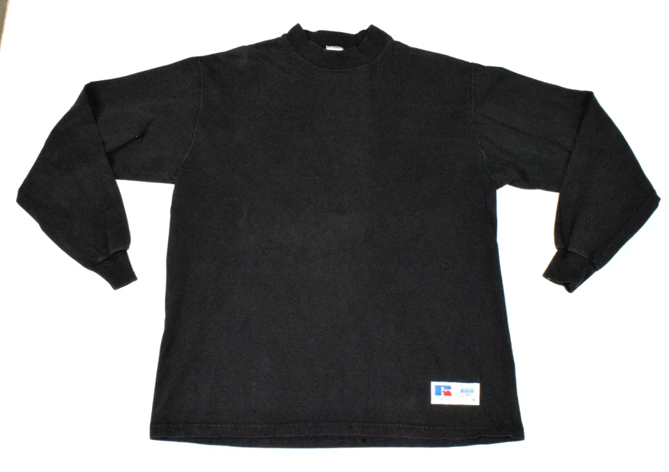 Camiseta Vintage Cuello Alto Russell Atlética Talla M Años 90 Negra Manga Larga Hecha en EE. UU. Foto 2 de 4