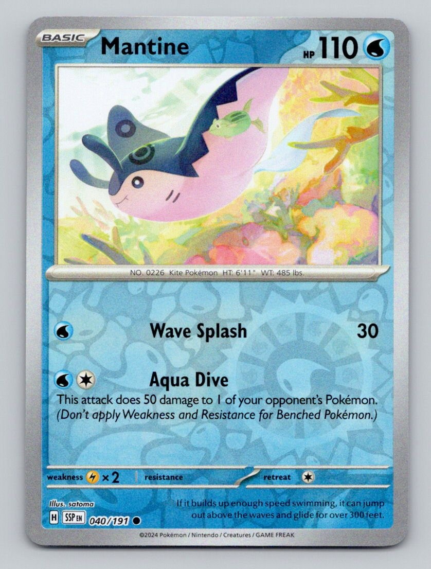 Mantine 040/191 Common Surging Sparks Pokemon Reverse Holo Near Mint