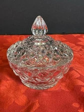 Lenox Fine Crystal Lidded Candy Dish Czech Republic Diamond Cut Trinket Box