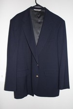 NAVY-BLUE STAFFORD 100 WOOL GOLD METAL BUTTON BLAZER JACKET sz 44L made in USA