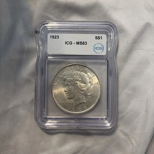 1923 Peace Dollar Ms 63 ICG