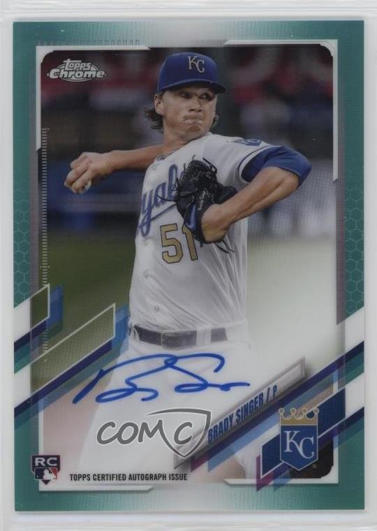 2021 Topps Chrome Rookie Auto Aqua Refractor /199 Brady Singer #RA-BS Auto RC