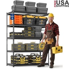 5-Tier Heavy Duty Metal Shelving Unit Adjustable Storage Rack Tool-Free Assembly