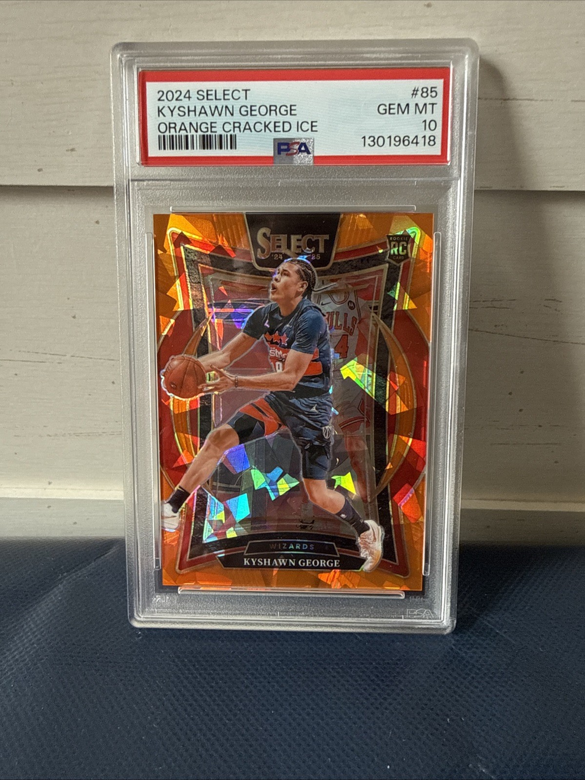2024 Panini Select - Kyshawn George #85 Orange Cracked Ice Prizm 100/275 PSA 10