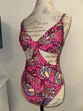 Tabitha Brown For Target One Piece Swim Suit Hot Pink Floral Cheeky Med MINT