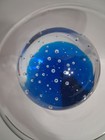 Vintage Art Glass Paperweight Controlled Bubbles Blue Base 2.5” — photo 3