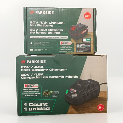#ad Parkside 20V 4Ah Li Ion Battery PAP 20 B3 4.5A Fast Charger PLG 20 C3 Combo $89.99