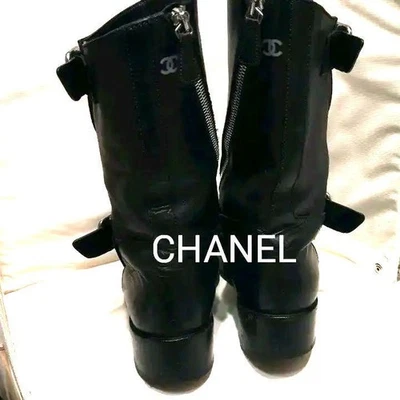 CHANEL Machiniste Bottes Bottines Chaussures Femme Coco Mark Noir - Photo 1/4
