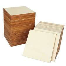 100 Pieces 5x5 Inch Wood Squares Unfinished Basswood Plywood Wooden Sheets 1/...