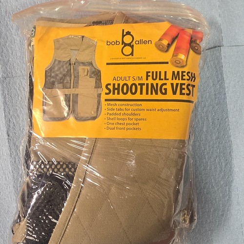 Bob Allen Mesh Shooting Vest S/M Beige Black Padded Shoulders Shell Loops