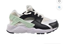 Nike Little Kids Size 2 Huarache Run White/Mint Foam-Off Noir
