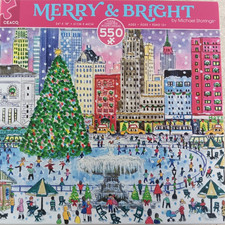 Merry and Bright Christmas in the Park 550 Piece Jigsaw Puzzle with Poster Ceaco