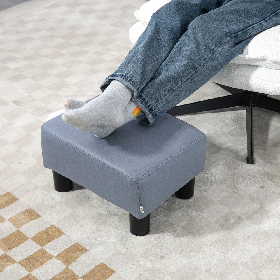 HOMCOM Ottoman Footrest Seat Chair Footstool Microfiber Cloth Home Office Grey - Image 4 of 4