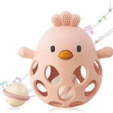 2-in-1 Baby Teething Rattle Toy, Sensory Grasping Teether for Infants 3-12 , ...