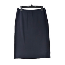 MING WANG Dark Navy Pencil Skirt Womens Size S Stretch Knit Elastic Minimalist