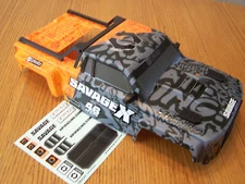 HPI Savage X 4.6 GT-6 Grey Orange Factory Painted Truck Body & Decal Sheet NITRO