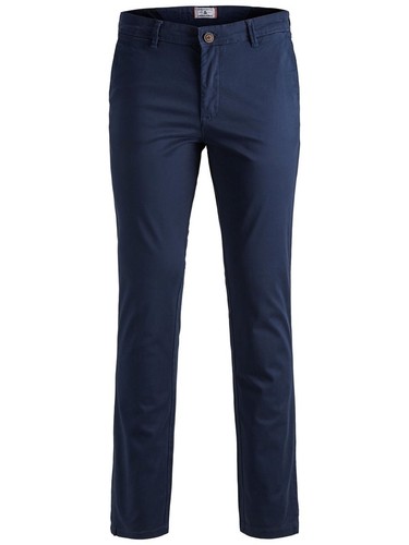 Jack \u0026 Jones De Hombre Pantalones 12150148 Azul Slim Fit Pantalones  Informal Pantalones Chinos Cotto Marco | eBay
