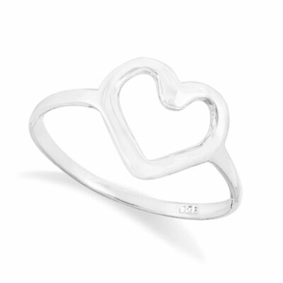 NEW 925 Solid Sterling Silver Single Open Heart Ring in Sizes G-Z