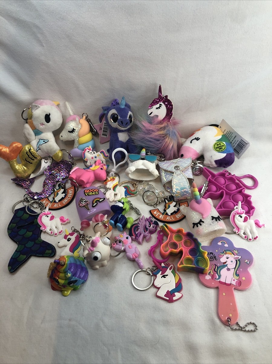 Lot of 30 Unicorn Mermaid Magical Keychains Girly Wish Fun Pink Pop-Its  Glitter