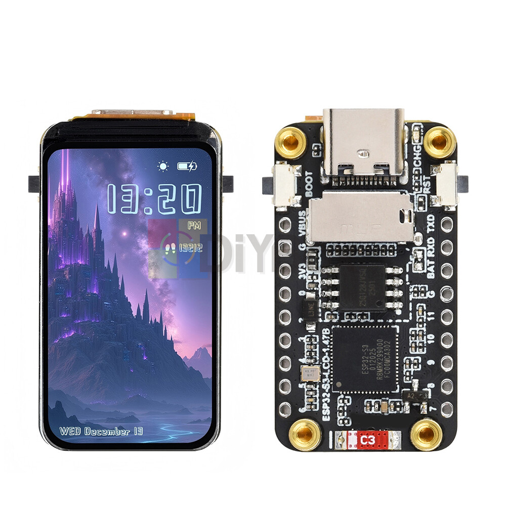Waveshare Scheda Di Sviluppo ESP32-S3 Con Display LCD Da 1.47 Pollici, Wi-Fi 2.4GHz E Bluetooth 5, Processore Dual-Core LX7 240MHz, 8MB PSRAM