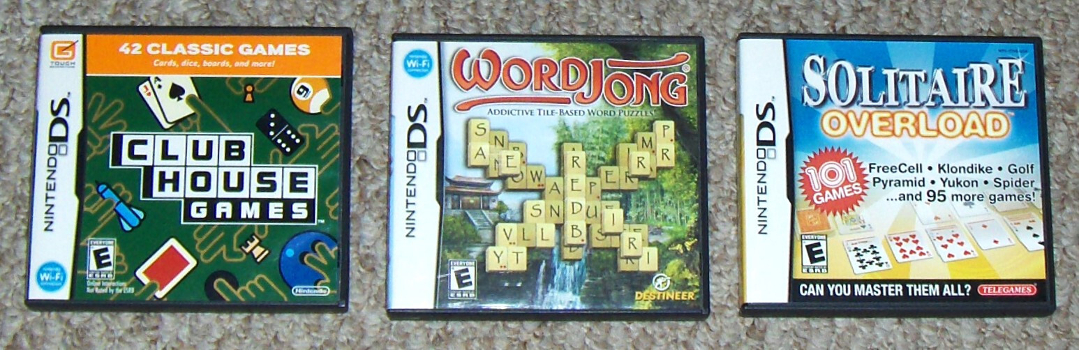 NINTENDO DS Games ..Club House-42 games ~ Word Jong ~ Solitaire ...