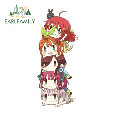 EARLFAMILY 5.1'' Chibi Anime Girls Car Stickers Vinyl Windows Laptop Trunk Decals