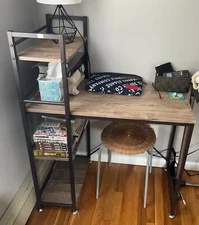 corner computer desk shelves